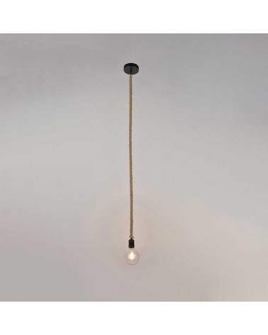 Lámpara de techo de metal y cuerda en negro o natural E27