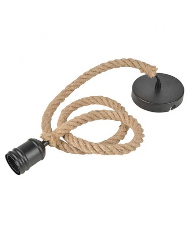 Ceiling lamp metal and rope in black or natural E27