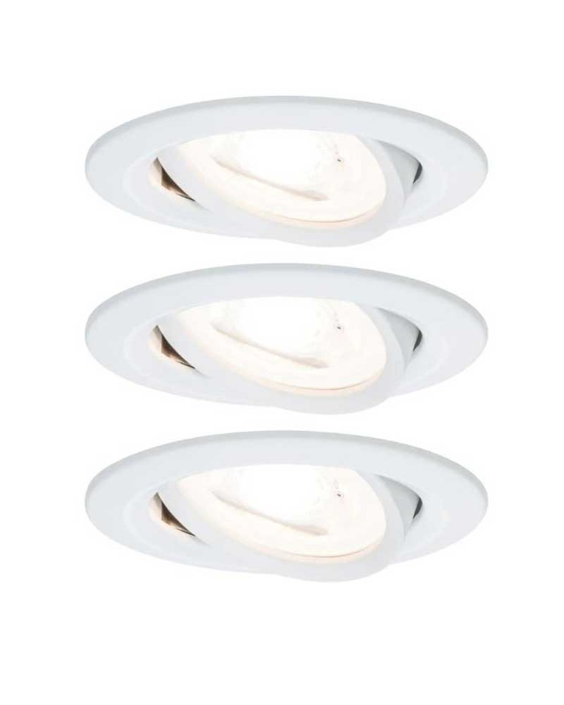 Set of 3 round recessed white aluminum GU10 downlights