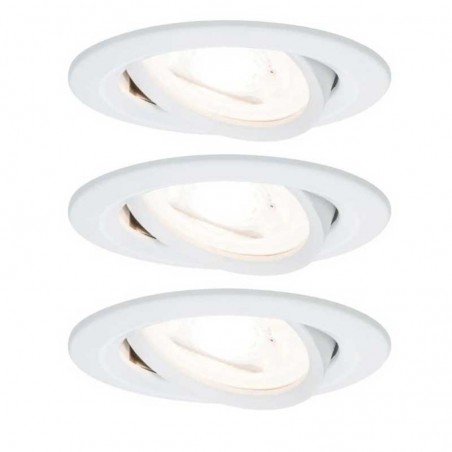 Set of 3 round recessed white aluminum GU10 downlights