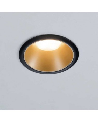 Set of 3 round black and gold aluminum LED recessed lights 6W 2700K Dimmable