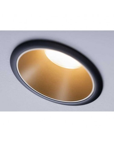 Juego 3 empotrables LED redondos aluminio negro y dorado 6W 2700K Regulable