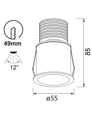 Recessed LED downlight 5W aluminum 4000K IP54