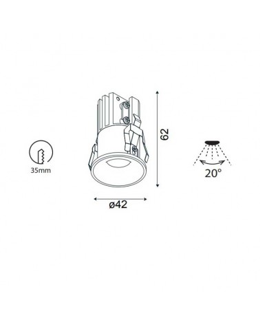 Empotrable LED downlight 7W aluminio 3000K IP54