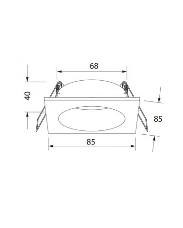 Recessed downlight GU10 square aluminum IP54