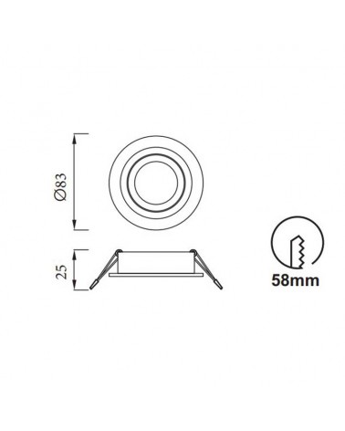 Recessed downlight GU10 round aluminum IP54