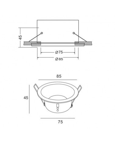 Recessed downlight GU10 round aluminum IP54