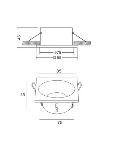 Empotrable downlight GU10 aluminio cuadrado IP54