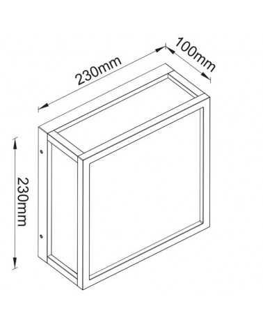 Ceiling light 23cm square aluminum outdoor 2xE27 IP65