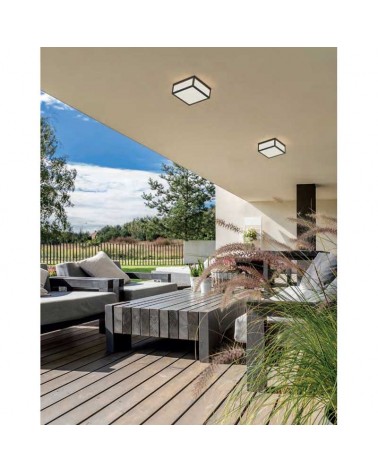Ceiling light 23cm square aluminum outdoor 2xE27 IP65