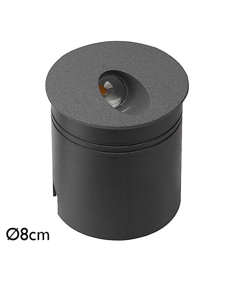 Aplique señalizador empotrable 8cm de aluminio y policarbonato LED 3W IP65