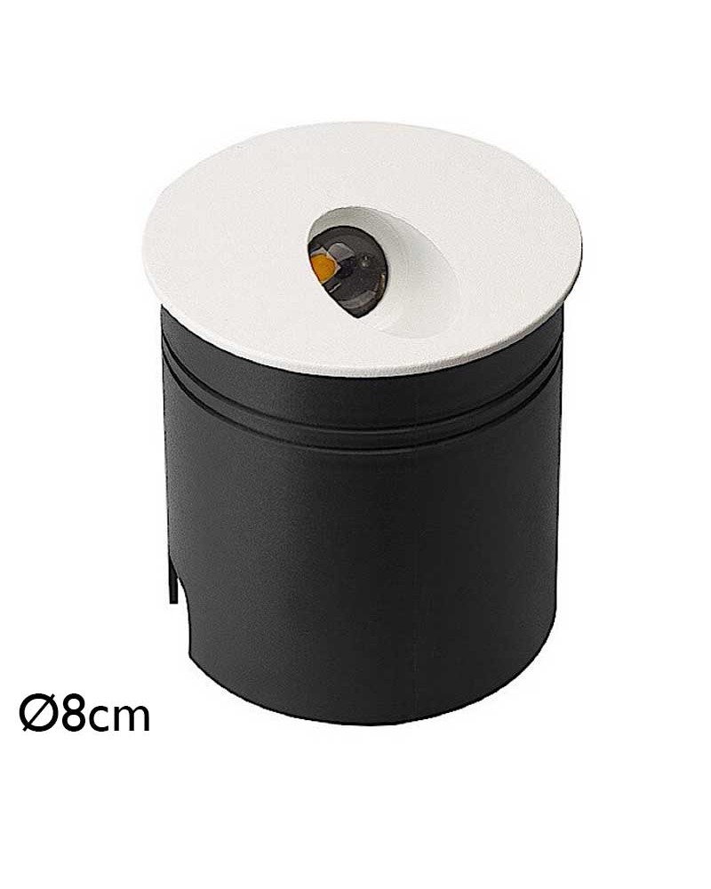 Aplique señalizador empotrable 8cm de aluminio y policarbonato LED 3W IP65
