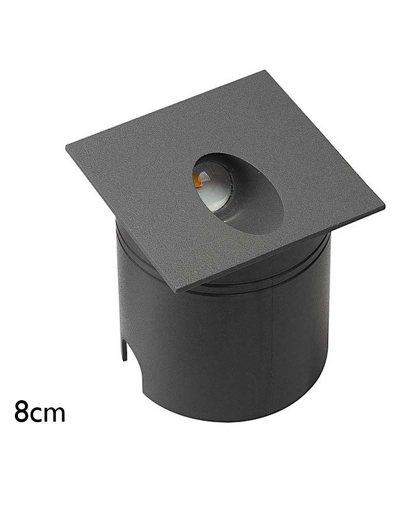 Aplique señalizador 8cm empotrable de aluminio y policarbonato LED 3W IP65