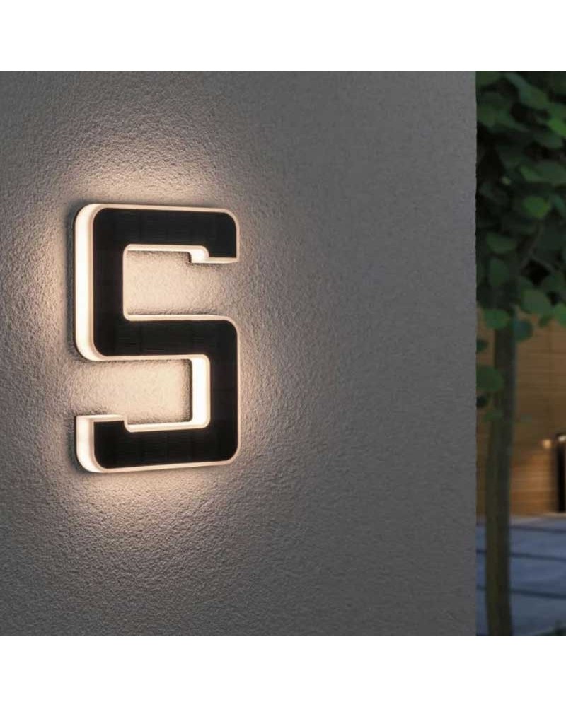 Número 5 para fachada de casa solar LED 3000K 6Lm IP44