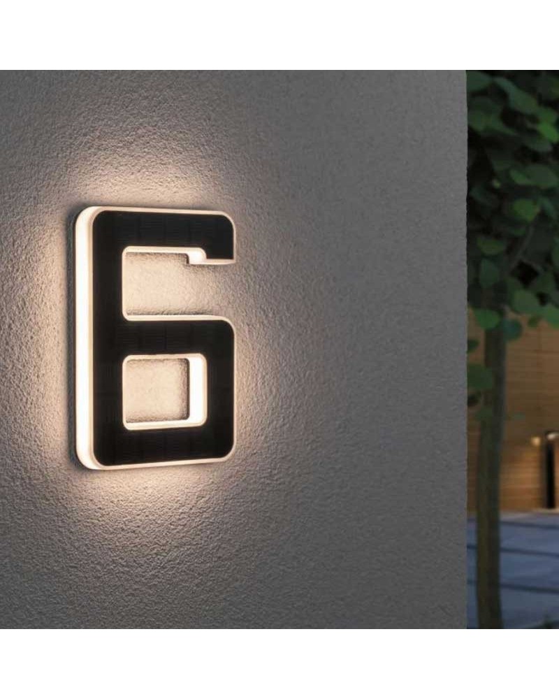 Número 6 para fachada de casa solar LED 3000K 6Lm IP44
