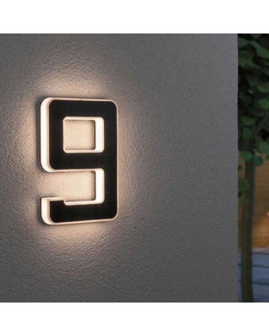Number 9 for house facade solar LED 3000K 6Lm IP44