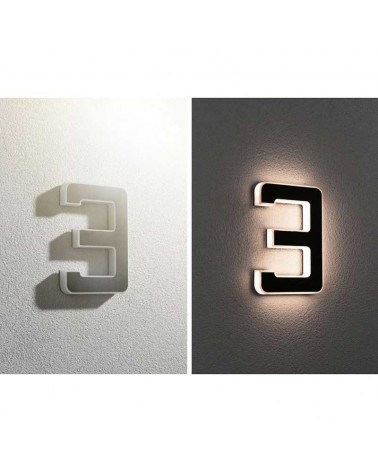 Número 3 para fachada de casa solar LED 3000K 6Lm IP44