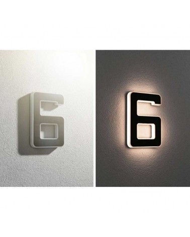 Número 6 para fachada de casa solar LED 3000K 6Lm IP44