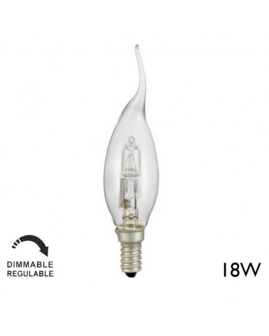 Halogen candle bulb twisted tip clear finish E14 18W