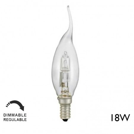 Halogen candle bulb twisted tip clear finish E14 18W