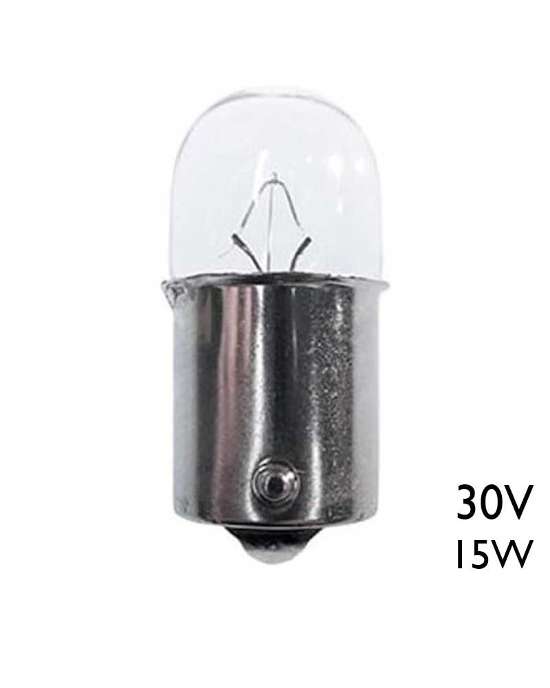 Lámpara esférica 30V 15W BA15S 500mA.