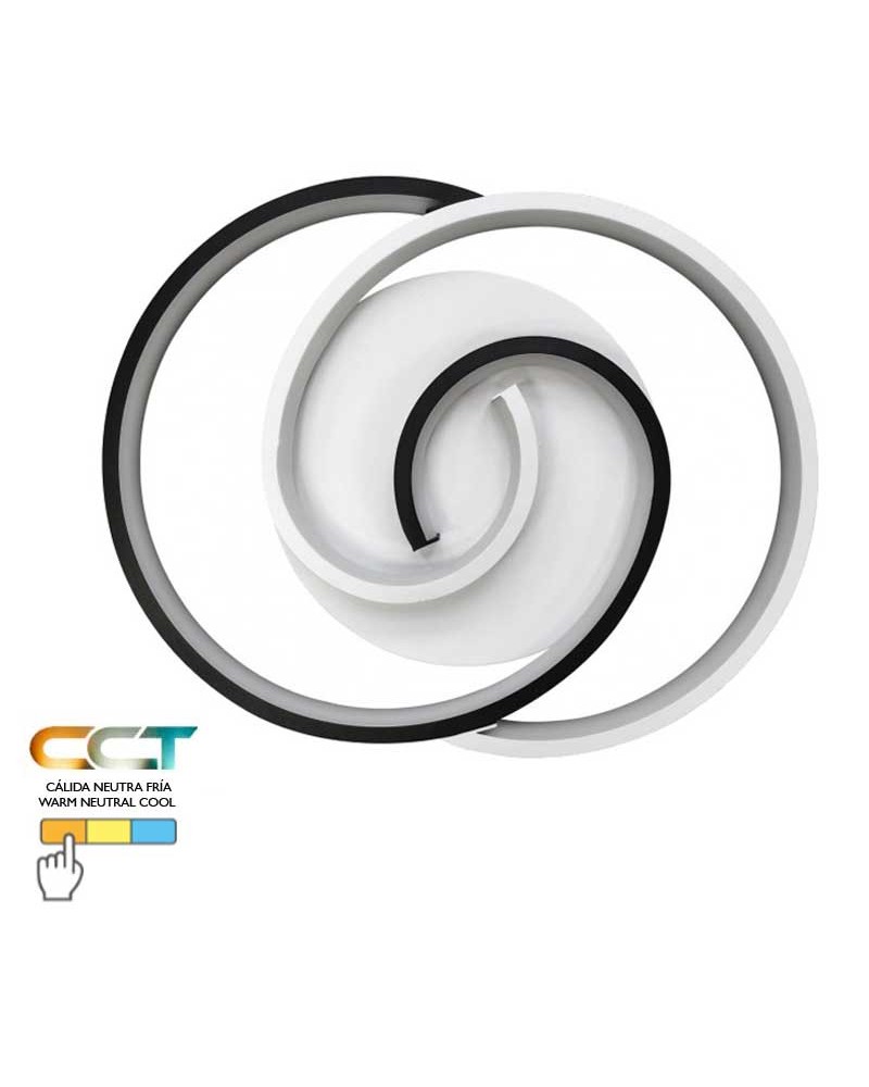 Plafón 48cm LED blanco y negro 40W  CCT 2700-6500K con mando a distancia