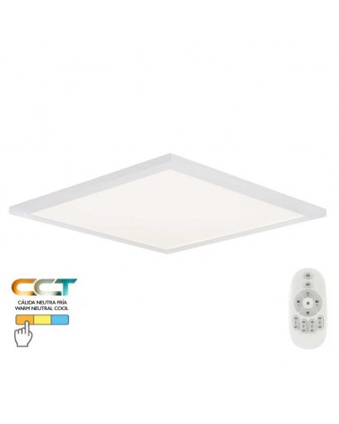 LED ceiling light in white aluminum 45X45cms CCT with remote control LED 30W