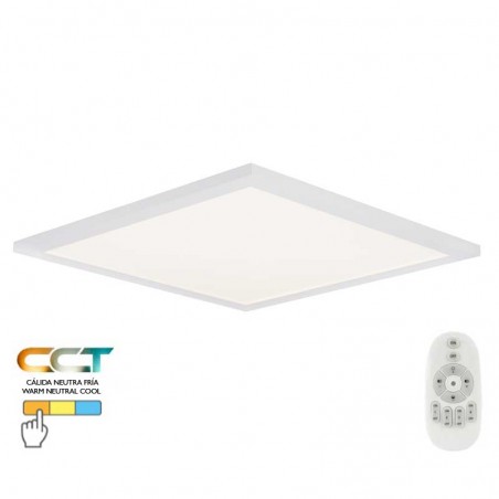 LED ceiling light in white aluminum 45X45cms CCT with remote control LED 30W