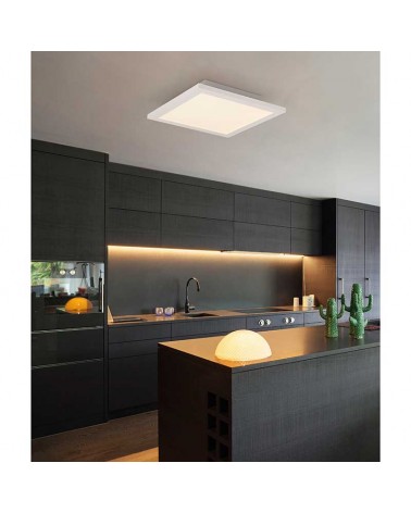 LED ceiling light in white aluminum 45X45cms CCT with remote control LED 30W