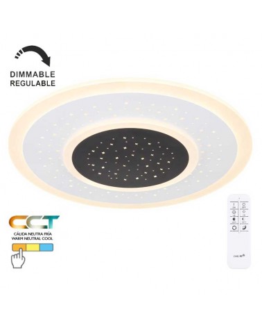 Plafón LED techo 46cm redondo de metal y acrílico acabado blanco y opal CCT 44W Regulable