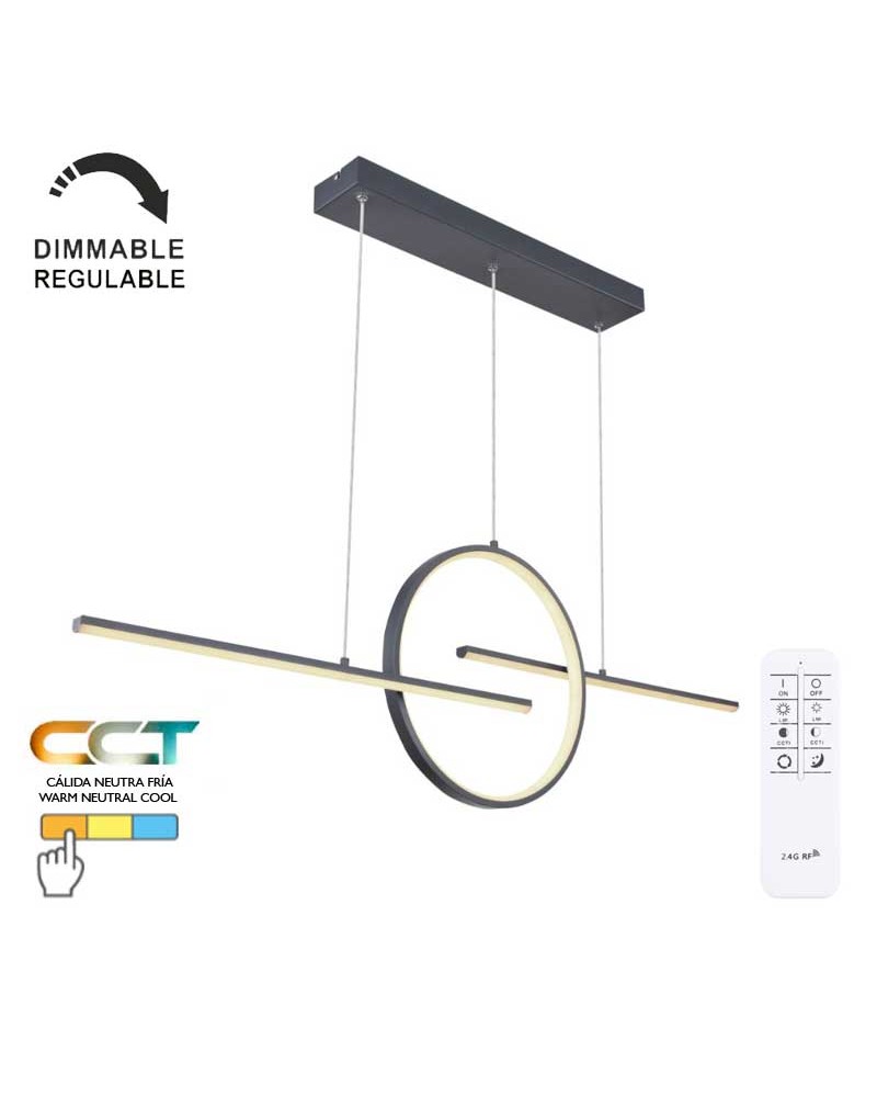 Lámpara de techo LED de metal y acrílico CCT 50W 124cm Regulable