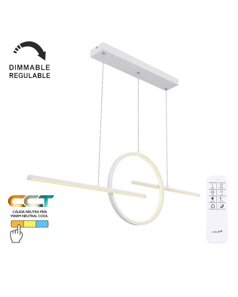 Lámpara de techo LED de metal y acrílico CCT 50W 124cm Regulable