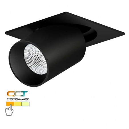 Black aluminum LED projector 10.9cm adjustable square base 12W CCT Switch 2700K/3000K/4000K