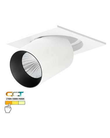 White aluminum LED projector 10.9cm adjustable square base 12W CCT Switch 2700K/3000K/4000K