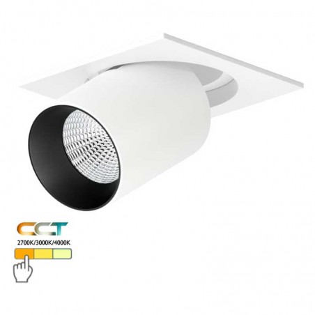 White aluminum LED projector 10.9cm adjustable square base 12W CCT Switch 2700K/3000K/4000K