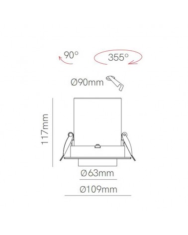 Proyector blanco mate de Aluminio 10,9cm Orientable base redonda 12W CCT Switch 2700K/3000K/4000K Regulable