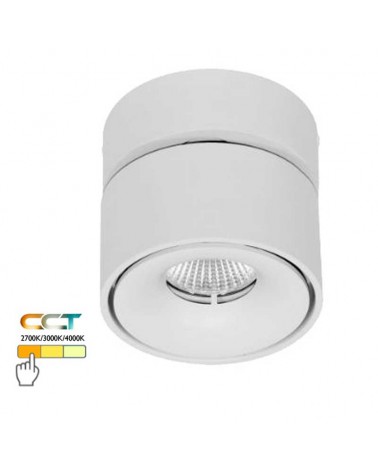 Mini cylinder wall and ceiling spotlight 7.5cm white LED 7W 90º tilting aluminum CCT Switch 2700K/3000K/4000K