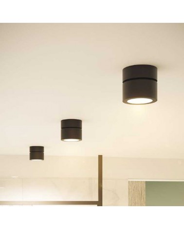 Cubic cylinder spotlight for wall and ceiling mini 7.5cm black LED 7W Aluminum tilting 90º CCT Switch 2700K/3000K/4000K