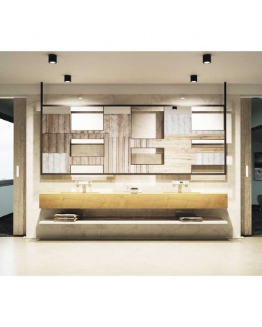 Cubic cylinder spotlight for wall and ceiling mini 7.5cm black LED 7W Aluminum tilting 90º CCT Switch 2700K/3000K/4000K