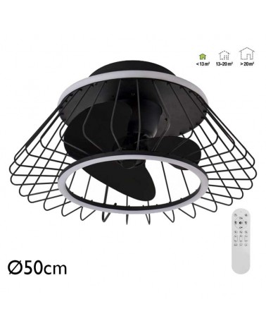 Black ceiling fan 20W Ø50cm CCT LED light 31W remote control DIMMABLE light temperature