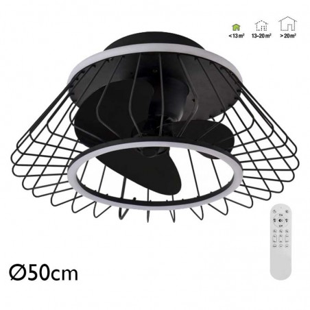 Ventilador de techo negro 20W Ø50cm luz CCT LED 31W control remoto REGULABLE temperatura luz