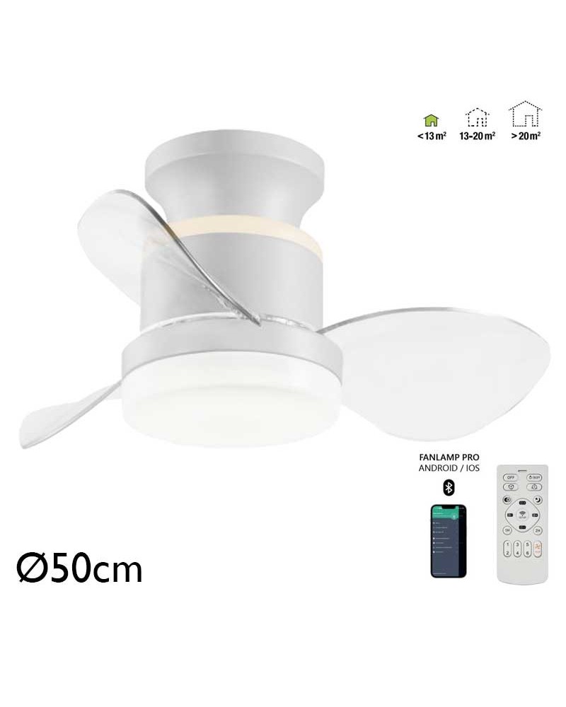 Ceiling fan 30W Ø50cm LED CCT 18W remote control DIMMABLE light temperature