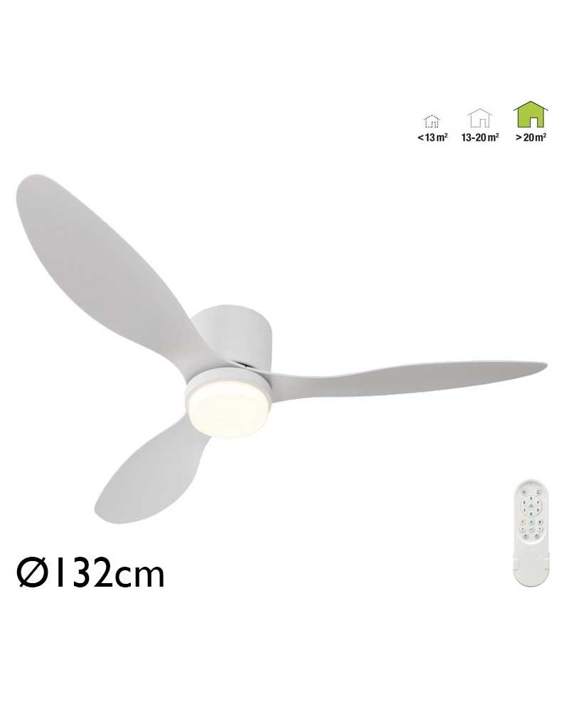 Ventilador de techo 33W Ø132cm plafón LED CCT 18W control remoto REGULABLE temperatura luz