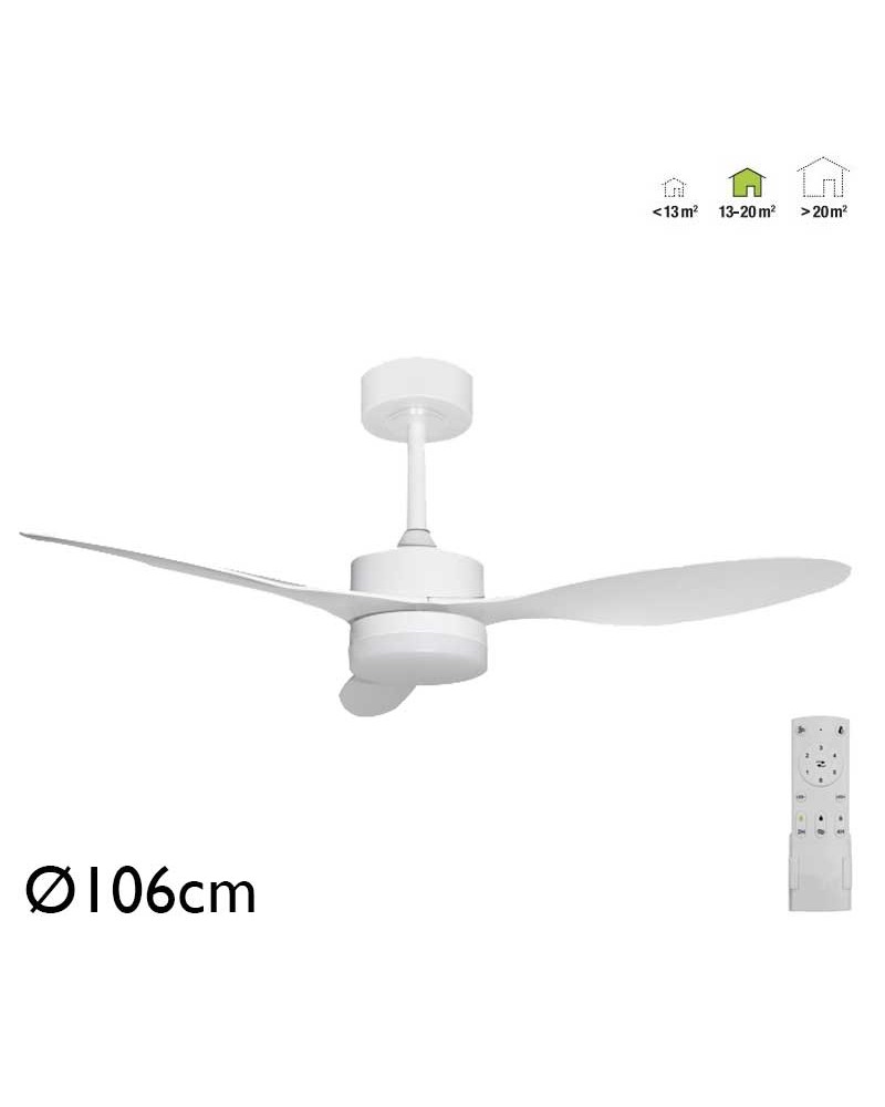 Ventilador de techo 20W Ø106cm plafón LED CCT 20W control remoto REGULABLE temperatura luz