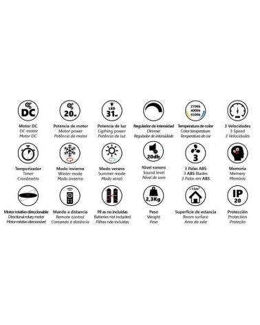 Ventilador de techo negro 20W Ø50cm luz CCT LED 31W control remoto REGULABLE temperatura luz