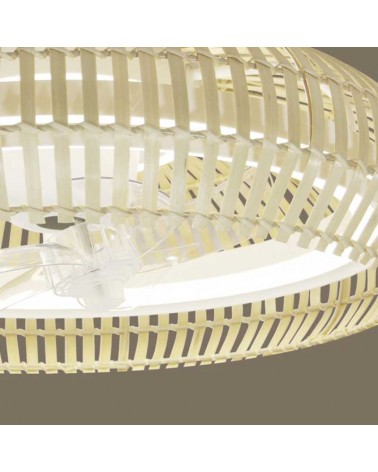 Ventilador de techo metal y bambú 20W Ø58cm luz CCT LED 30W control remoto REGULABLE temperatura luz