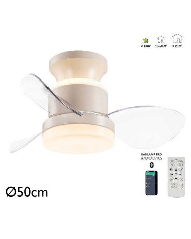 Ceiling fan 30W Ø50cm LED CCT 18W remote control DIMMABLE light temperature