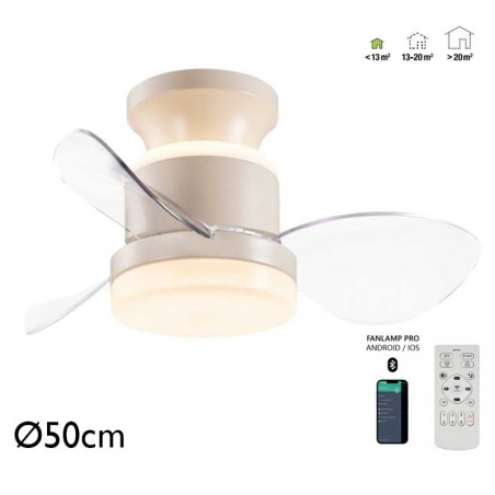 Ceiling fan 30W Ø50cm LED CCT 18W remote control DIMMABLE light temperature