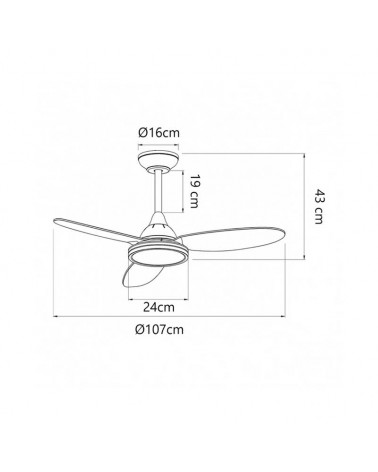 Ventilador de techo 25W Ø107cm plafón LED RGB y CCT 21W control remoto REGULABLE temperatura luz