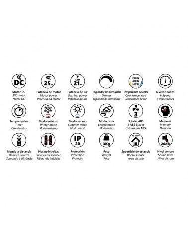 Ceiling fan 25W Ø107cm LED RGB and CCT 21W remote control DIMMABLE light temperature